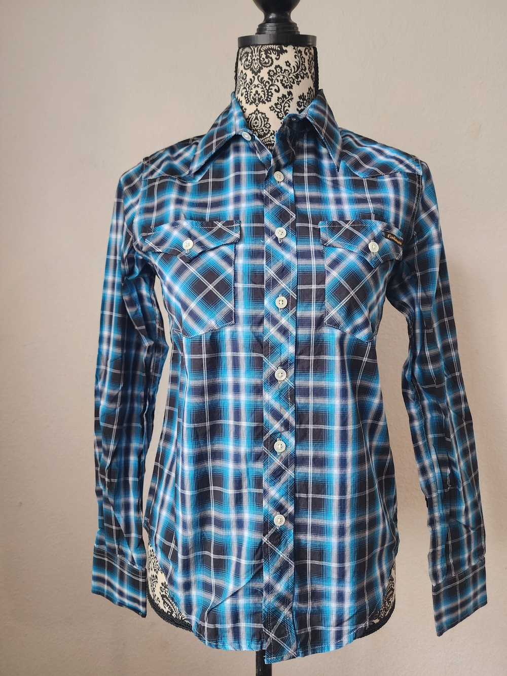 Blue Plaid Button-Up Shirt By Civilianaire